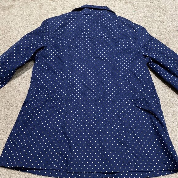 Talbots Snap Front Utility Field Jacket Women's Small Navy Polka Dot Stretch - Picture 11 of 11